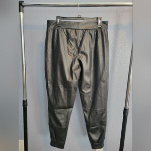 Serra Black Faux Leather Joggers